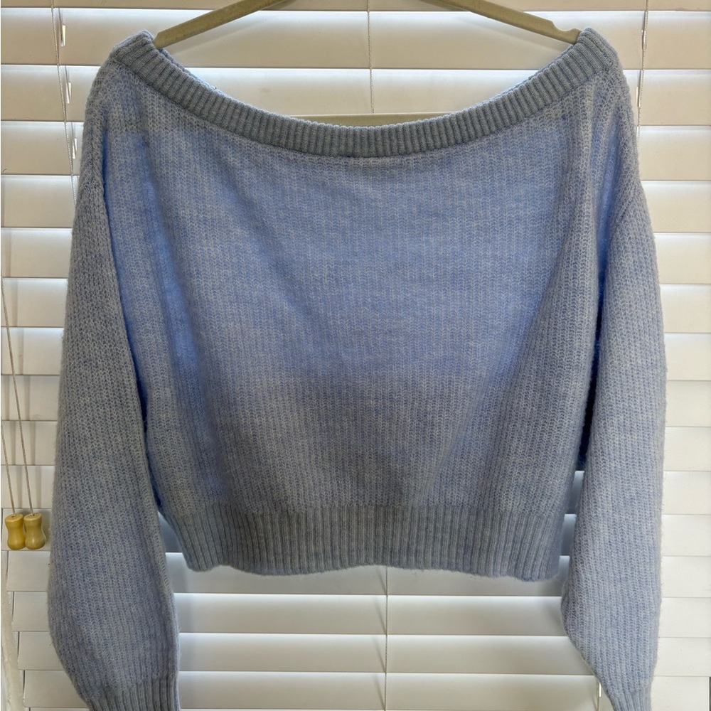H&M Blue Off-the-Shoulder Sweater
